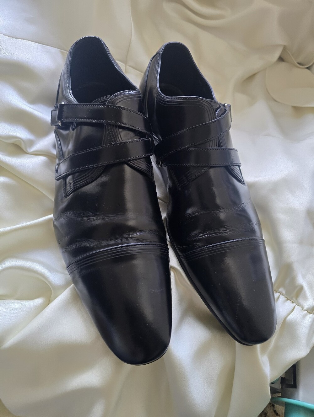Louis Vuitton Equinox Derby Black Leather Dress Shoes with Double-Strap Closure